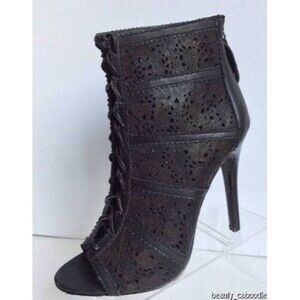 NEW ALICE + OLIVIA Gale Leather Laser Cut Lace Up Booties - MSRP $495.00!
